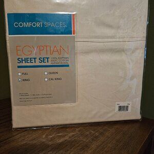 Comfort Spaces Egyptian Sheet Set 100% Egyptian 500CT Cotton Antimicrobial Ivory